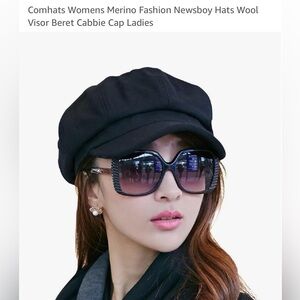 Women’s black Marino Newsboy hat